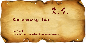 Kacsovszky Ida névjegykártya