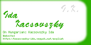 ida kacsovszky business card